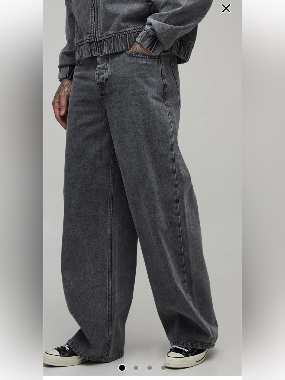 NWT BoohooMAN Tall Baggy Jeans Charcoal 32x36